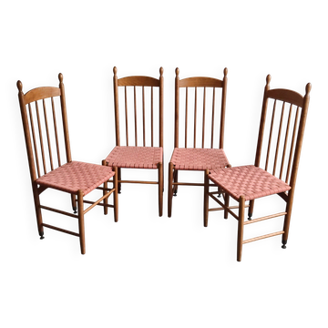 Set of 4 vintage 1980s "Racine" chairs for Roche-Bobois