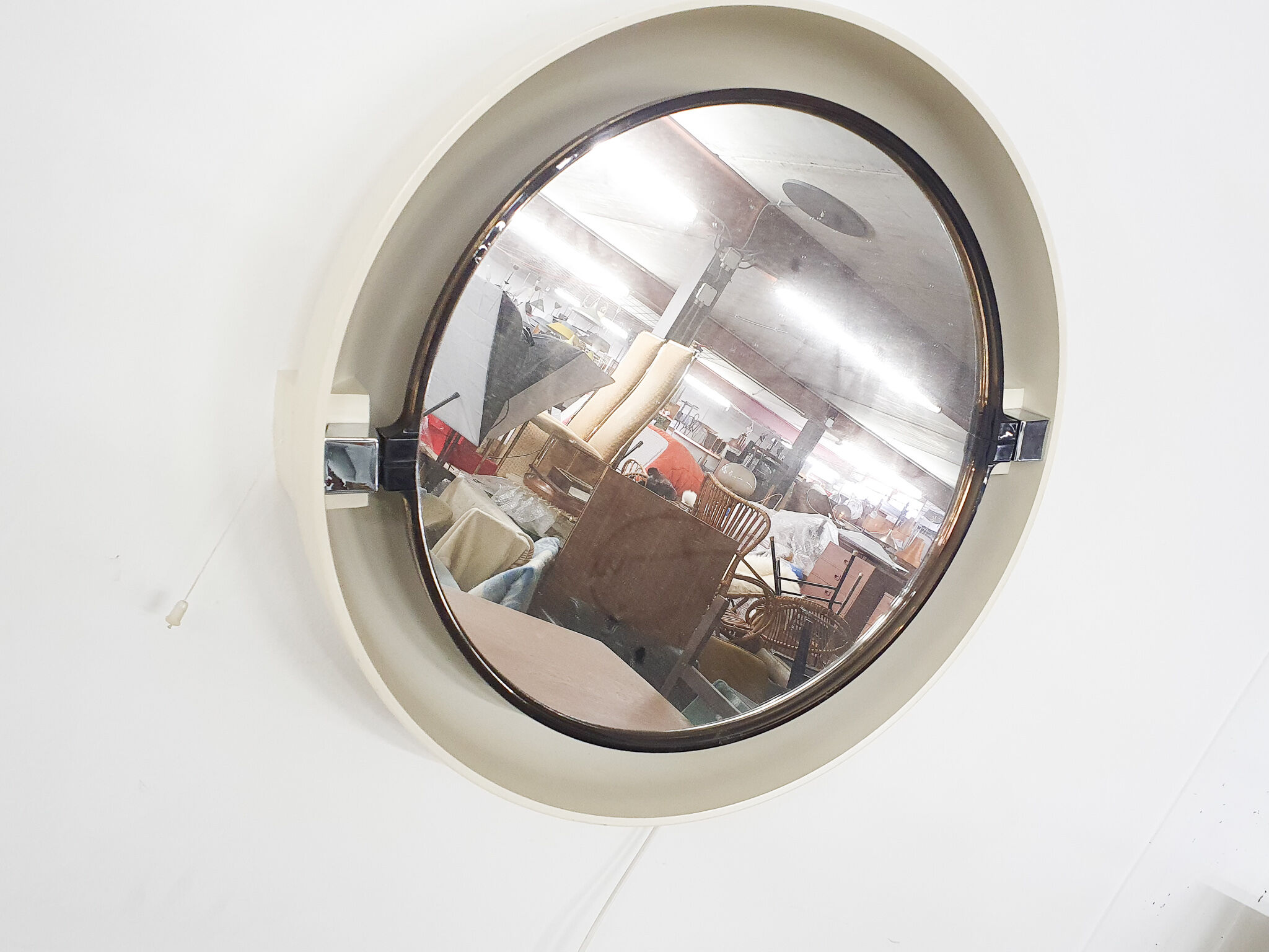 Space age plastic mirror with back light by Allibert, France 1970's