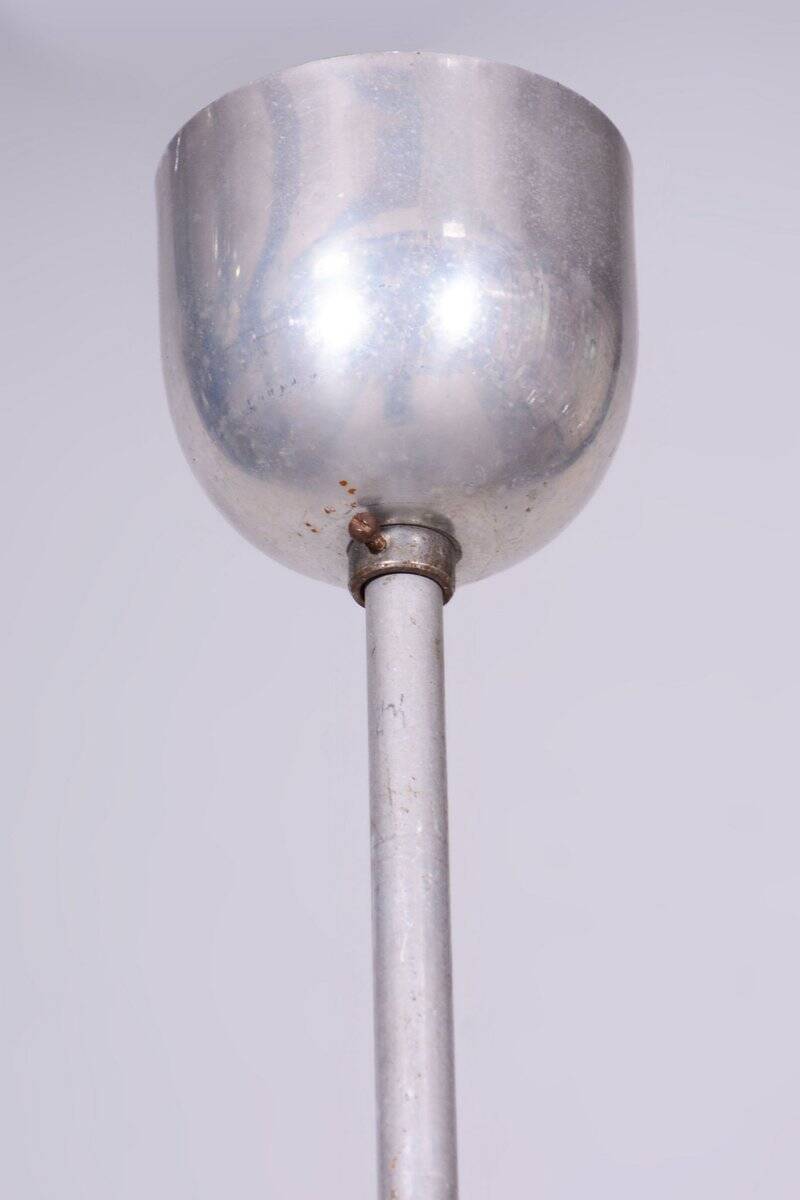 Mid-Century Chandelier in Chromed Steel and Glass, Czech, 1950s