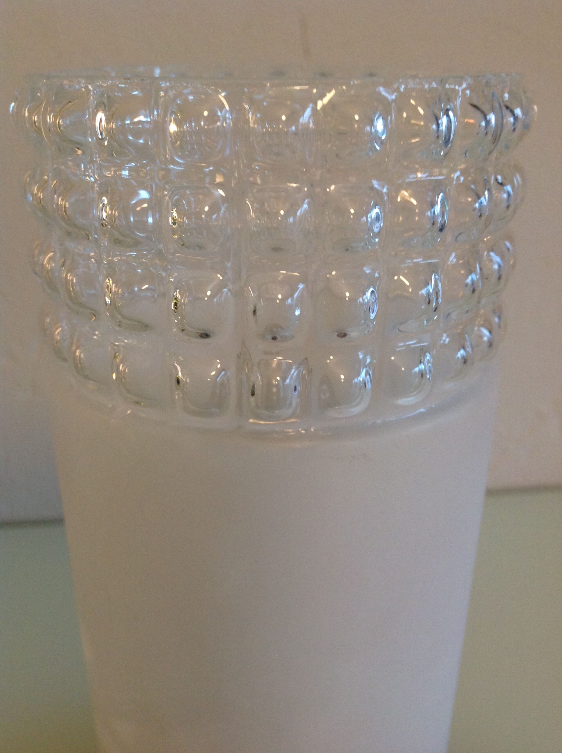 Tube bedside lamp with bi-material/vintage glass lampshade, 60/70s