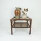 no 1 of 2: 1970s mid century SIDE TABLE coffee table bamboo wicker glass