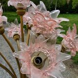 70s brass lamp and 10 tulip glass