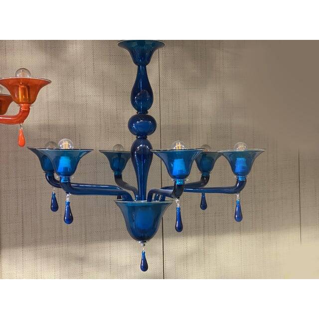 Contemporary Translucent Light-Blue Murano Glass Chandelier