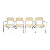 Chaises pliantes en osier Tossa de style mid-century par Hilbrant, Italie, années 1960, ensemble de 4.