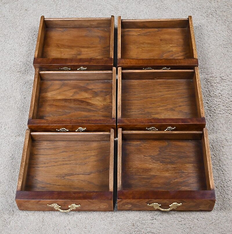 Pair of bedside tables in marquetry, Louis XV style – Mid 20th century