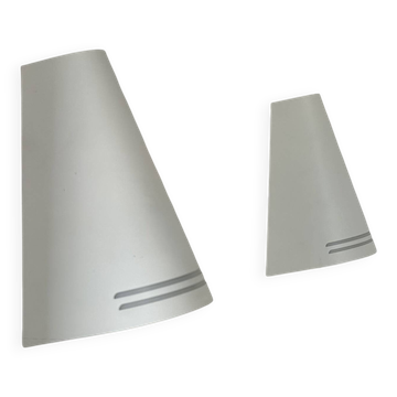 Pair of vintage wall lights, matte white metal, Netherlands, 1980s