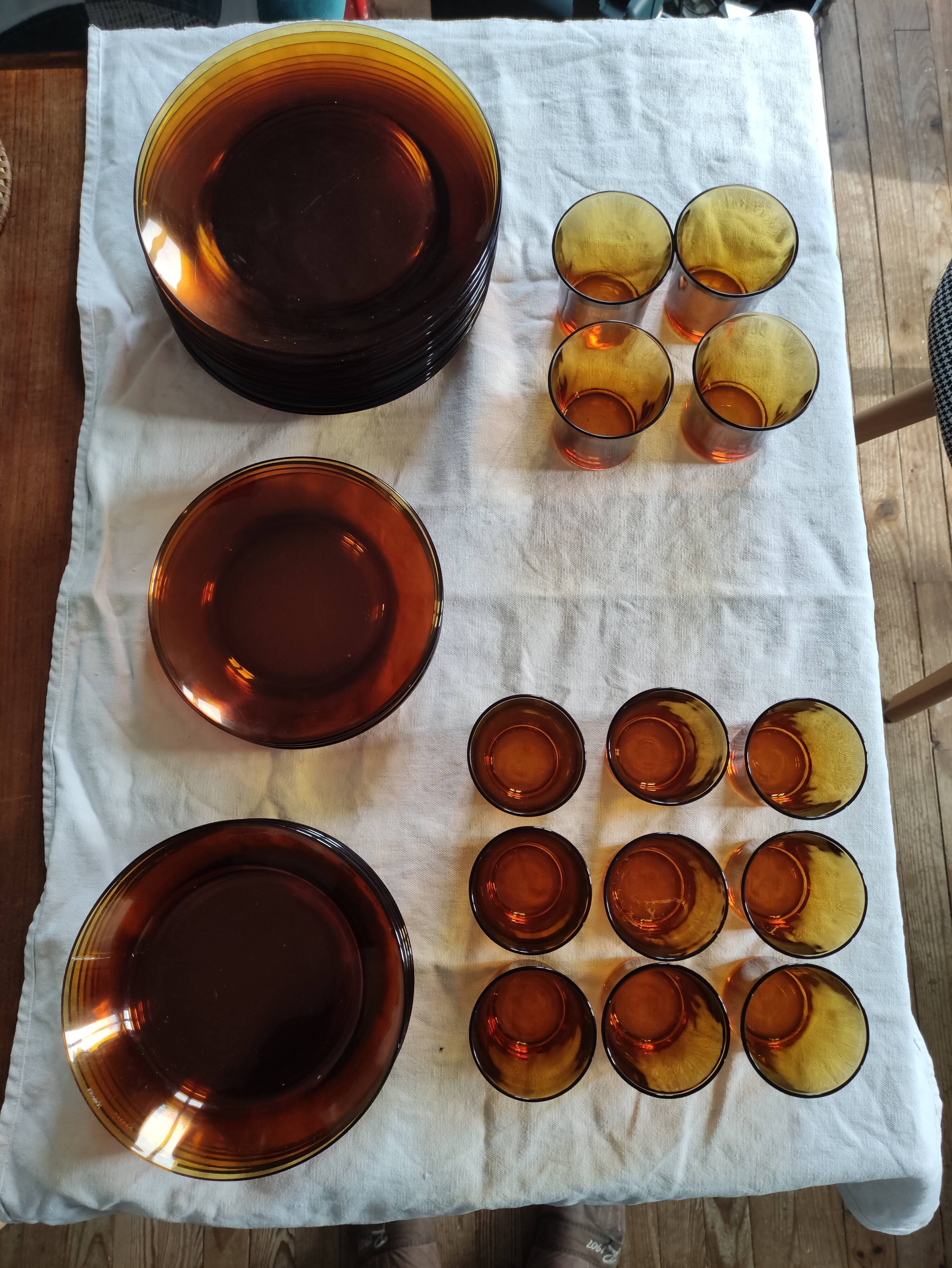 Service duralex france flat plates, hollow, glass