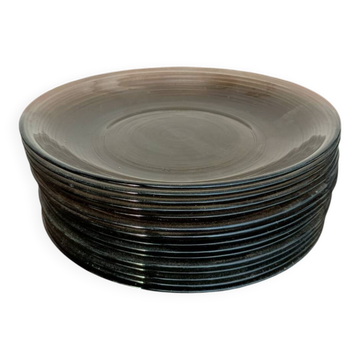 Ensemble de 15 assiettes à dessert fumé Arcoroc vintage