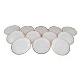 Lot de 12 assiettes plates en porcelaine blanche Euro Porcelaine frise dorée