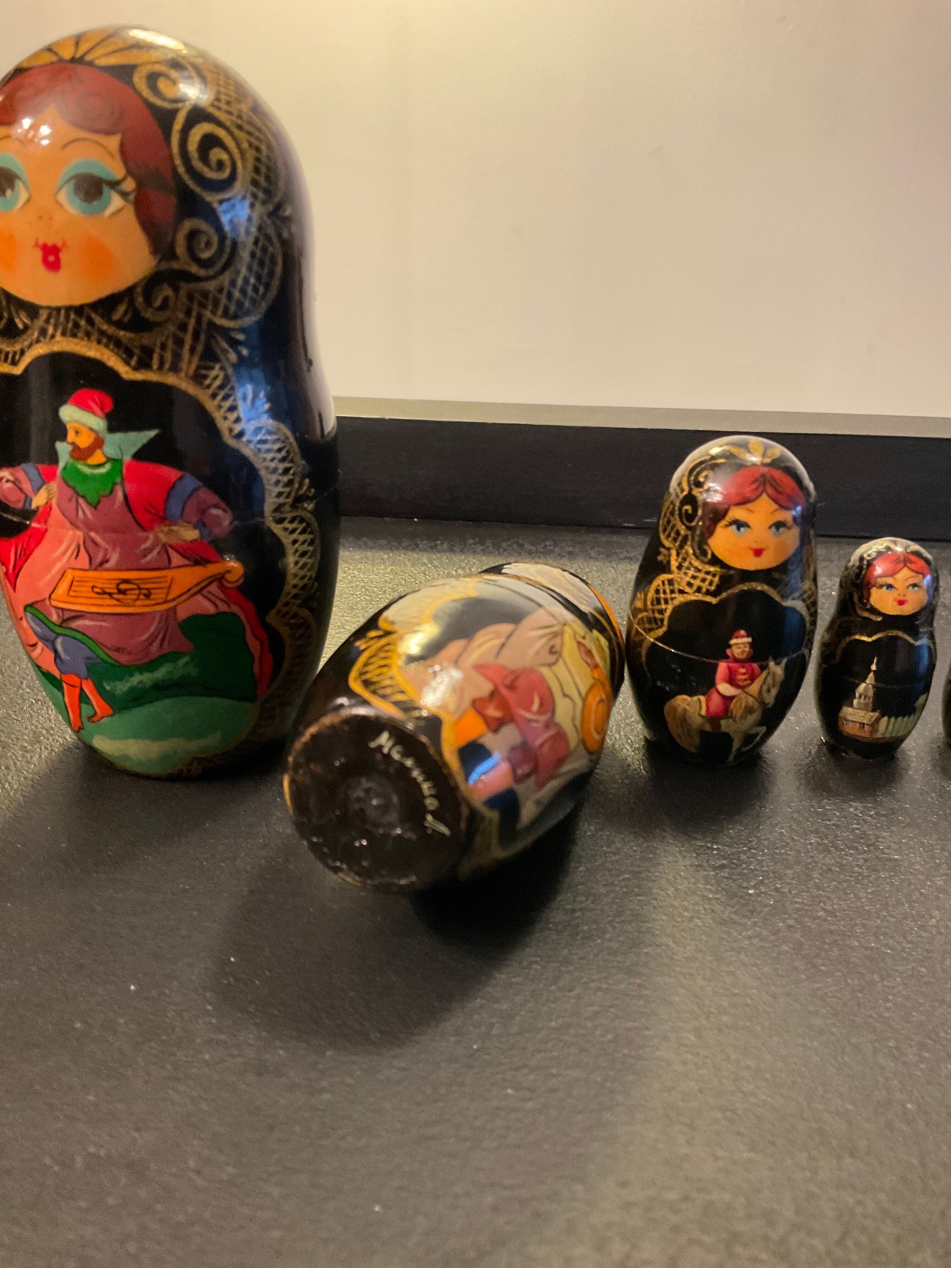 Series of 10 old Russian Matryoshka dolls