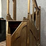 Gothic style church pulpit staircase in solid oak, 19th century