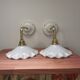 Pair: white opaline wall lights