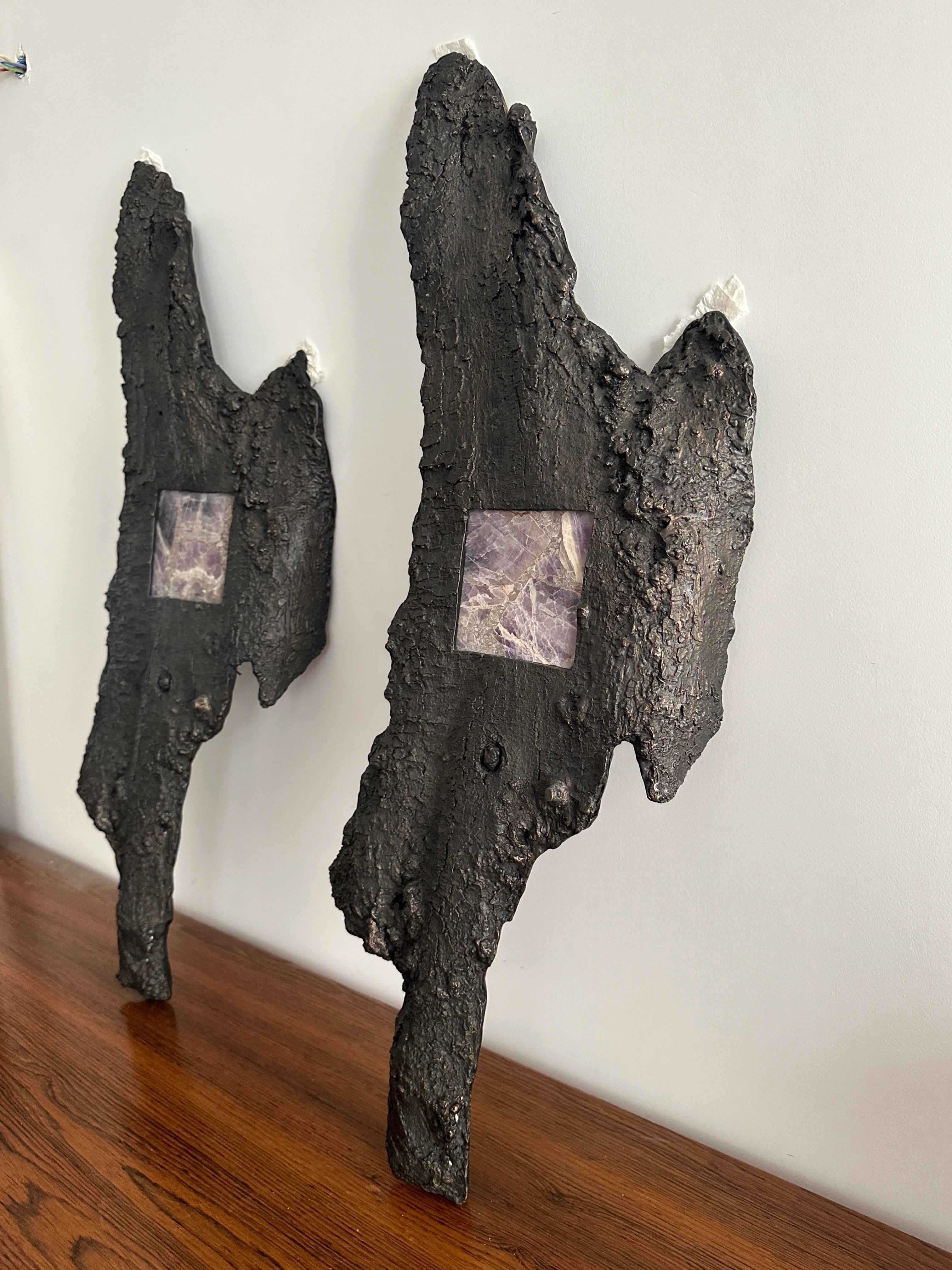 Wall Light Cast Bronze and Amethyst, France, 1970