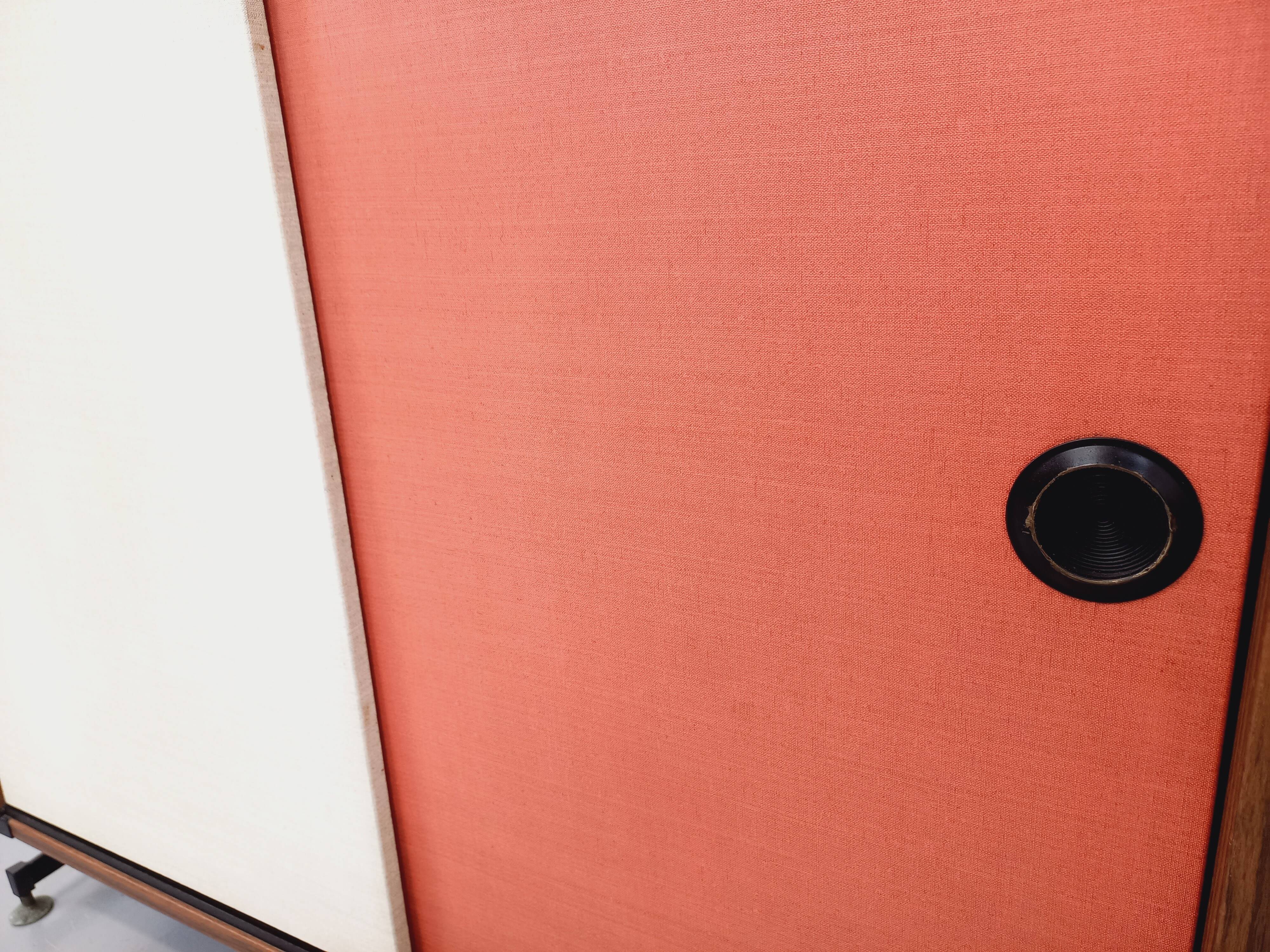 Vintage Italian modular shelving unit in melamine with wood decor