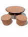 Coffee table and 4 stools in the style of Audoux & Minet.