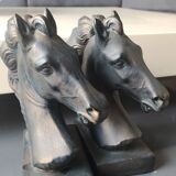 Pair of Horse Bookends with Flaming Manes. Ceramic.