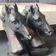 Pair of Horse Bookends with Flaming Manes. Ceramic.