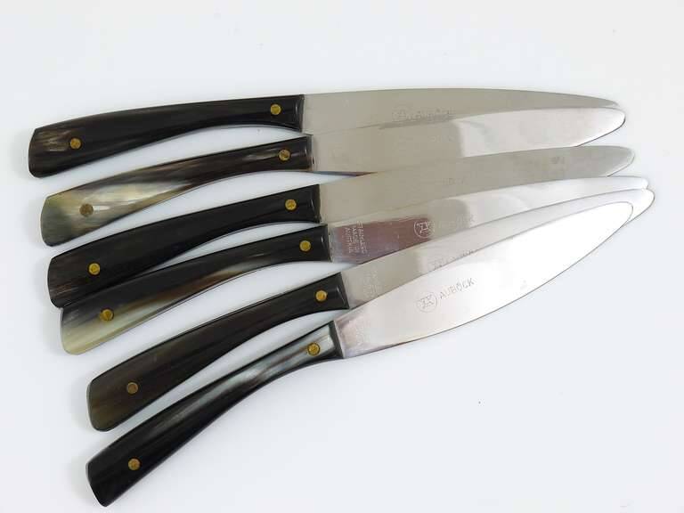 Carl Aubock II Knife Holder in Walnut with 6 Amboss Knives, Austria, 1950s