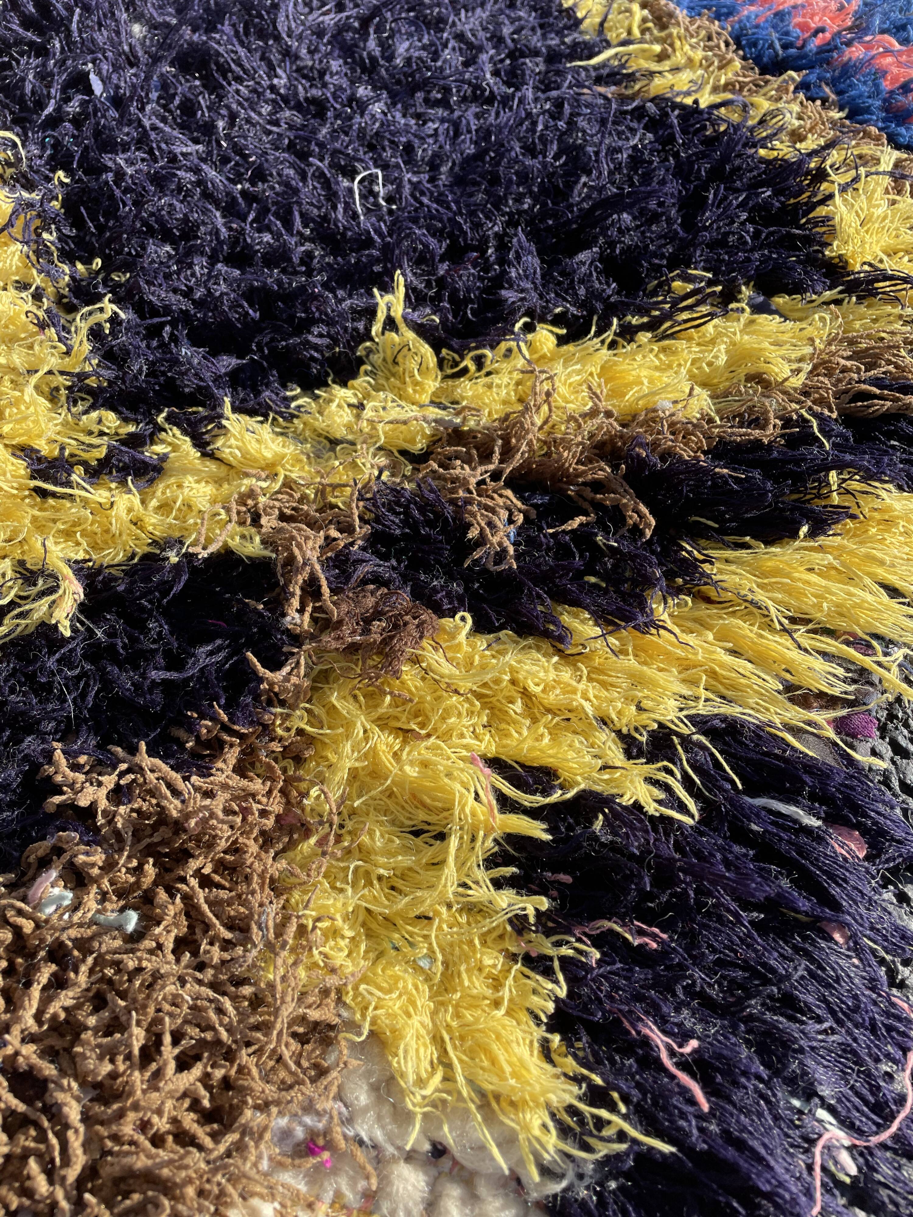 Moroccan berber carpet in wool Azilal black colored 70x160cm