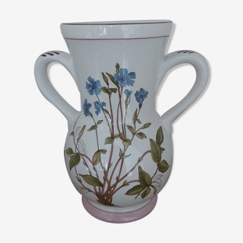 Vase 2 anses KG Luneville motif fleurs bleues