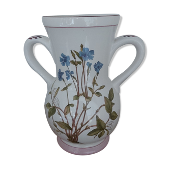 Vase 2 anses KG Luneville motif fleurs bleues