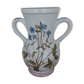 Vase with 2 handles KG Luneville blue flower pattern