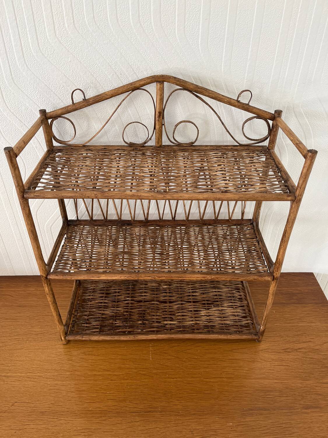 Vintage wicker wall shelf
