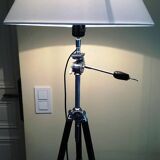 large floor lamp created with old black and chrome photo tripod