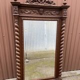 Renaissance style castle hunting mirror Louis XIII carved oak 1880