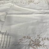 Old embroidered cotton table runner - circa 1900 - l 105 cm / l 68 cm