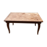 Coffee table with solid walnut geometric decoration