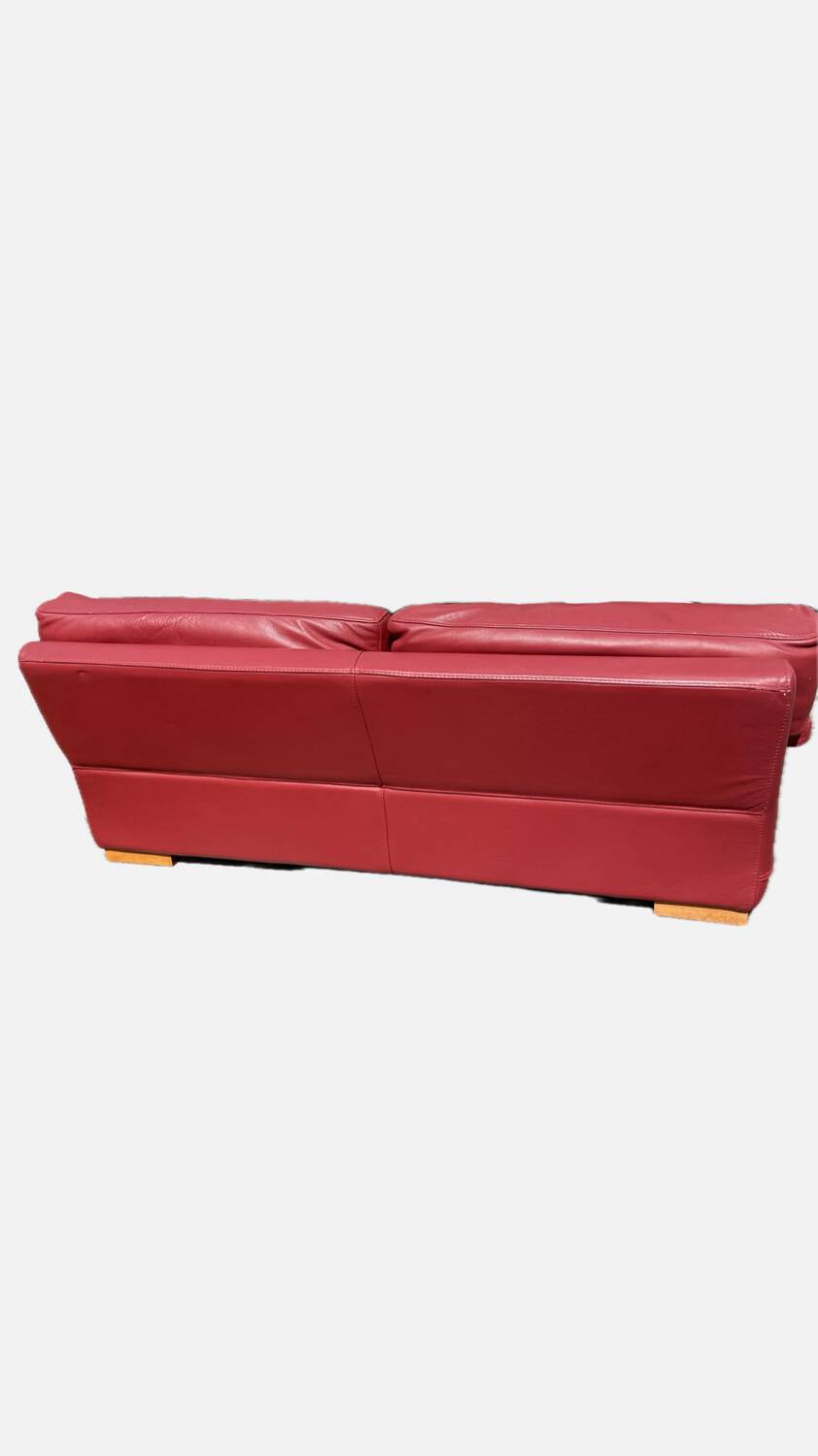 Vintage Roche Bobois red leather sofa
