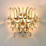 Large pair of gilt brass and crystal wall lights by Palwa, Germany, 1970s.