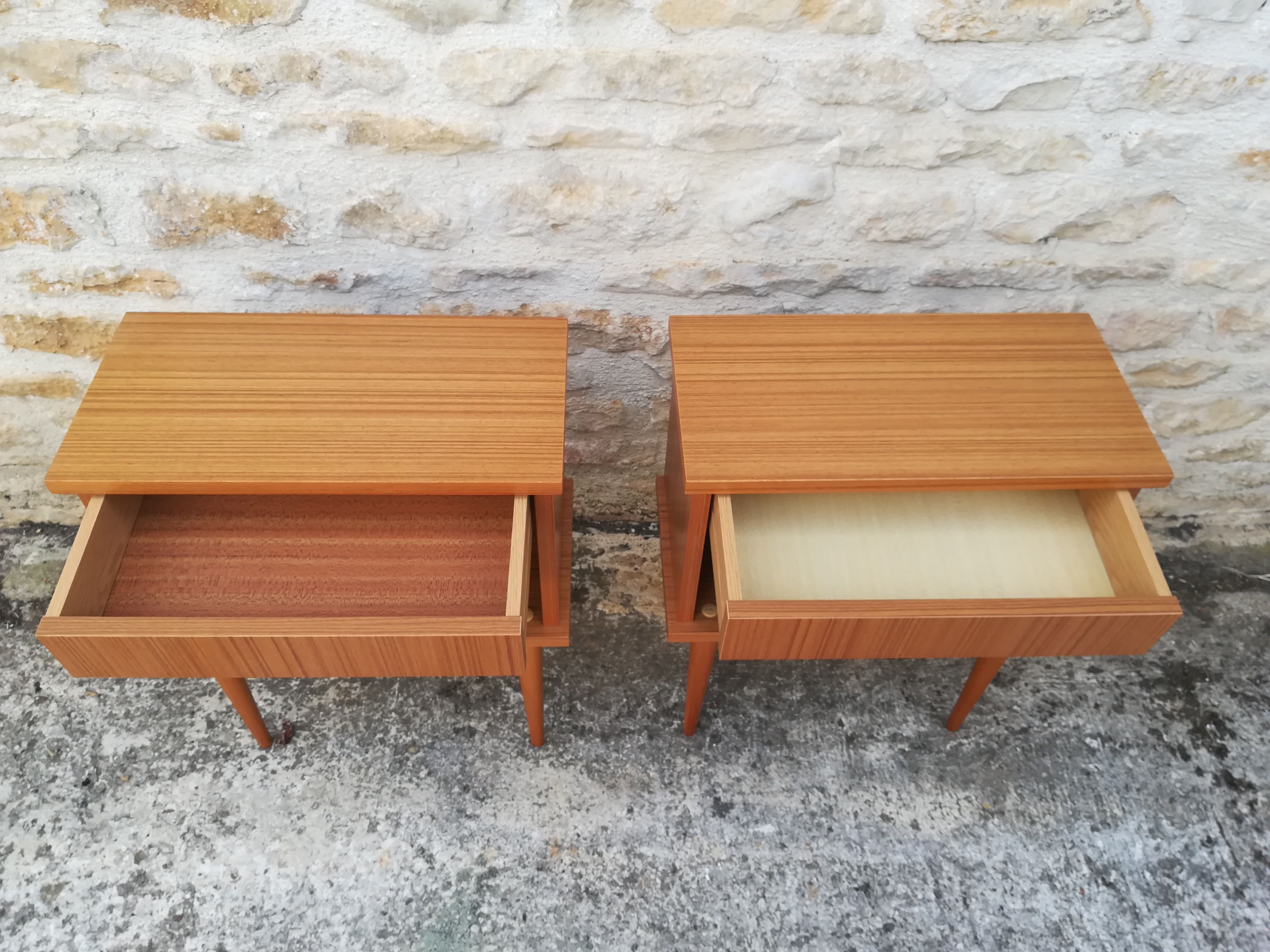 Teak bedside tables