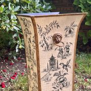 Grand cache-pot tôle - Décor aux Chinois- Pattes de lion - Très bon état