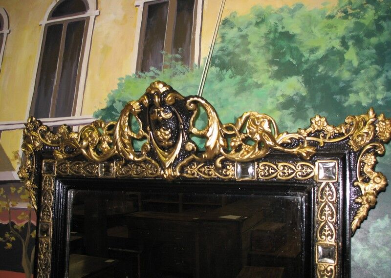 Black and gold Napoleon III mirror, 19th century, 115x86cm