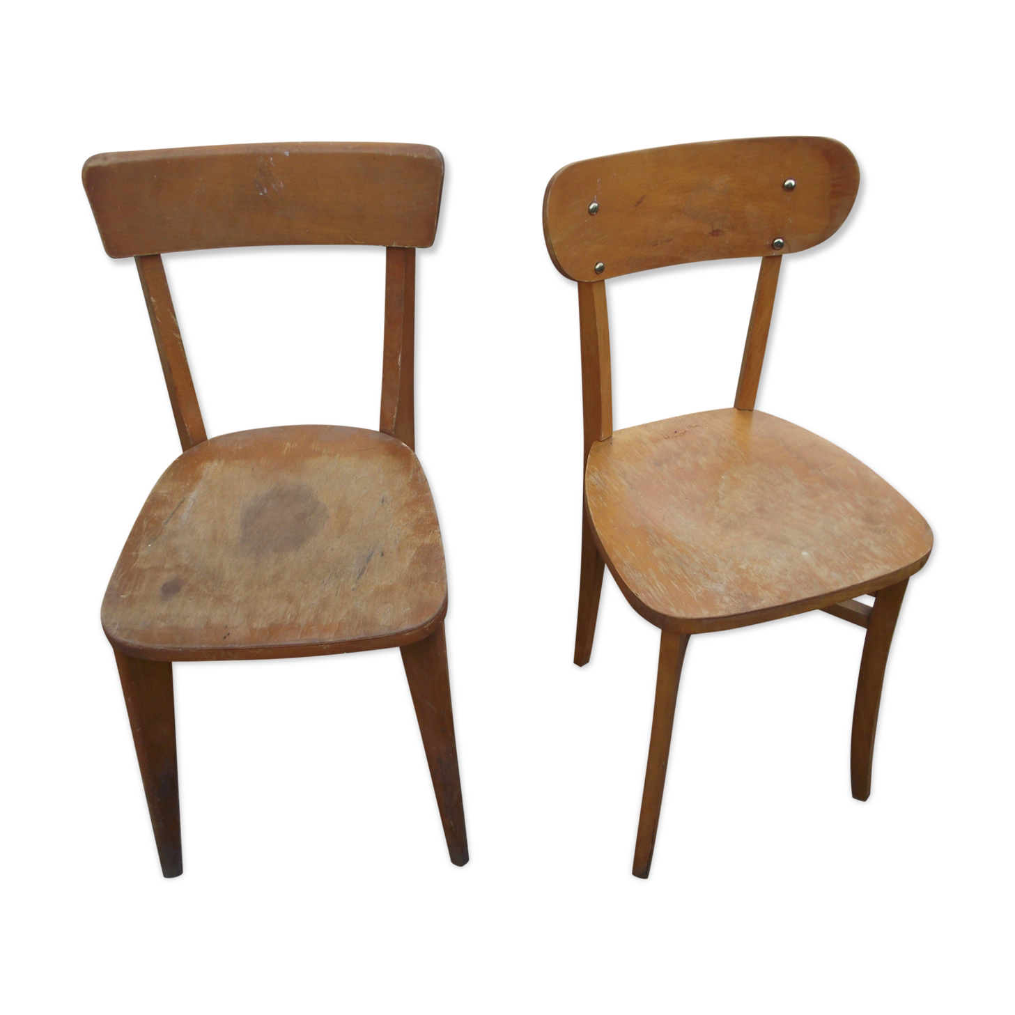 2 wood bistro chairs