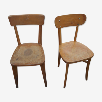 2 wood bistro chairs
