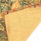Printed green tapestry depicting birds in the park of a castle