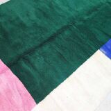 Tapis azilal fait main multicolore vert, rose, bleu, gris taille 150x250 cm