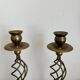 2 vintage twisted brass candle holders