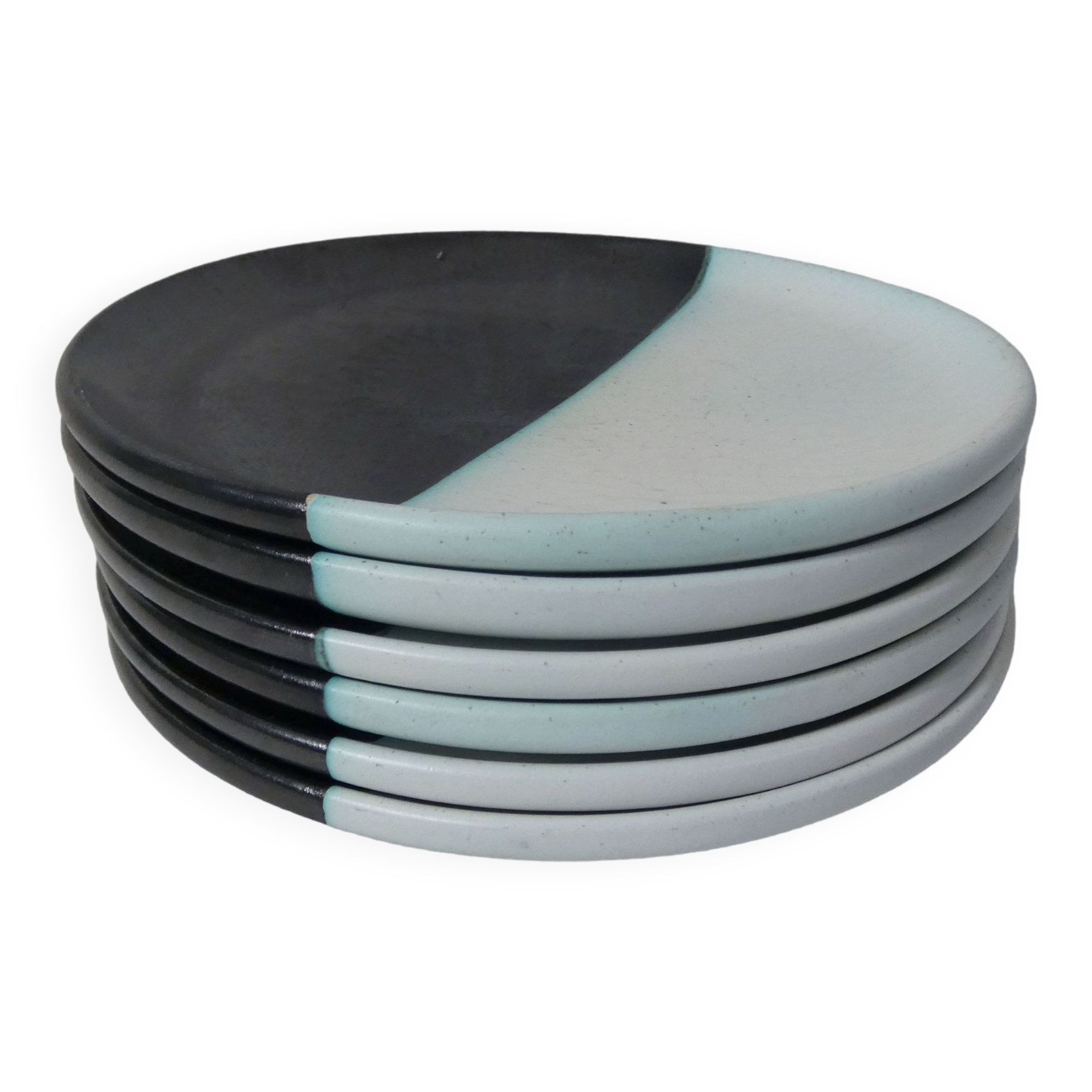 6 ceramic stoneware plates signed Vallauris Cerenne