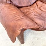 Havana leather armchair and ottoman P60