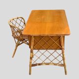 Rattan desk and chair 1960