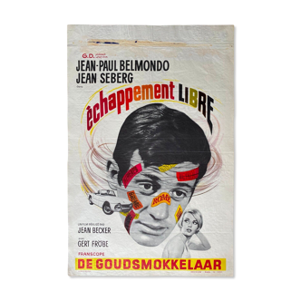 Belgian poster "Echappement libre" Seber ,Belmondo, Becker 1964