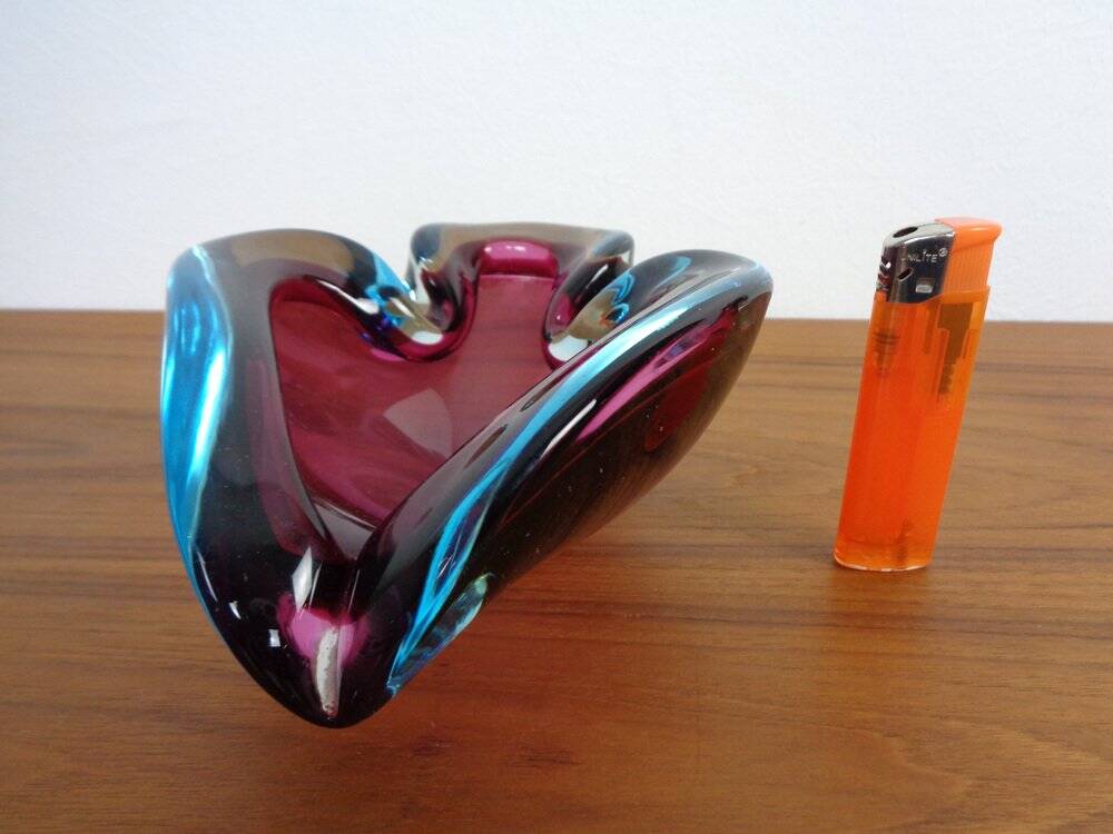 Large Sommerso Murano Glass Ashtray by Flavio Poli, Italy, 1960s