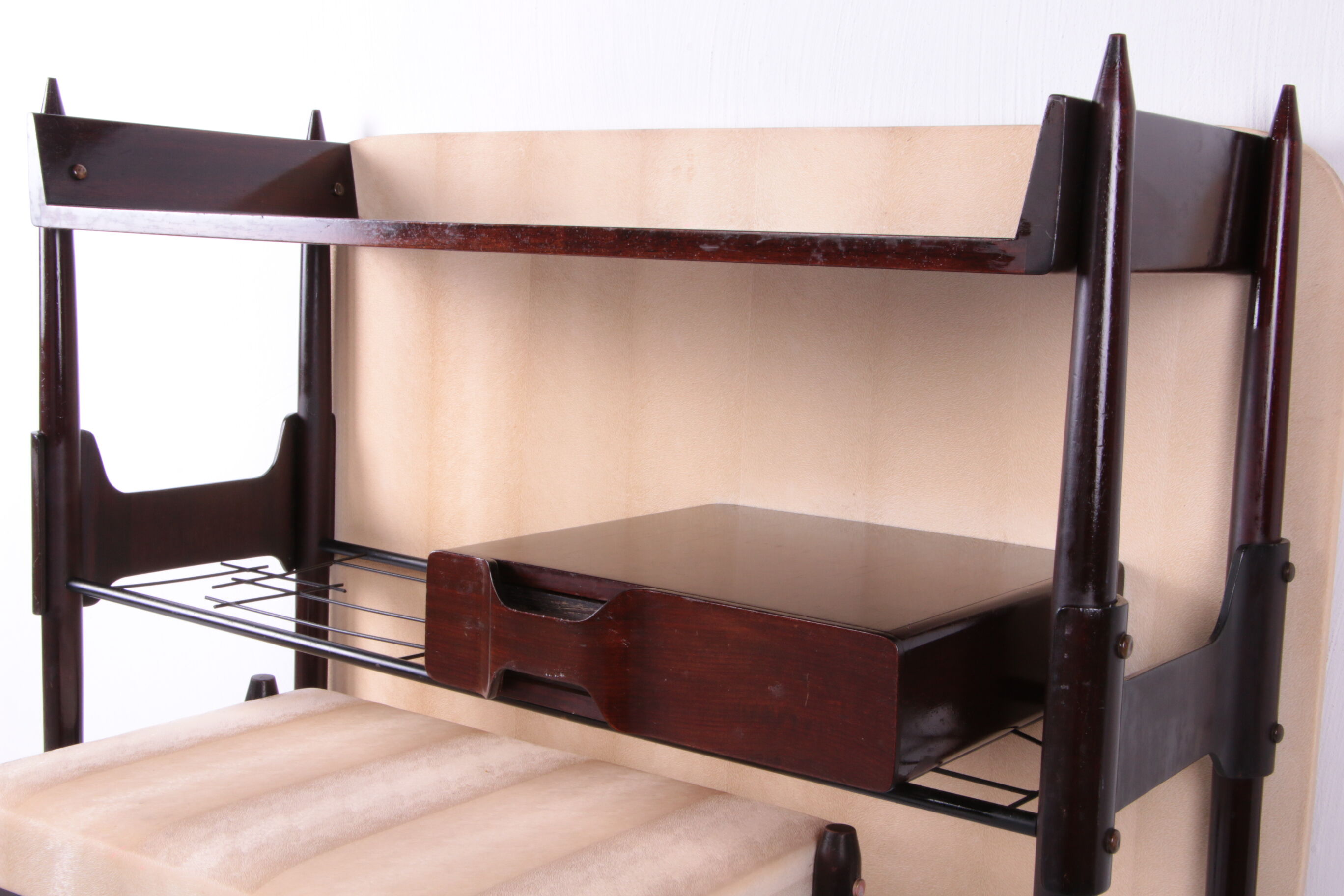 Ico Parisi Wall unit with mirror and stool 1950 Italy