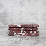 Madeji – Red Square Natural Marble Coasters - set of 4