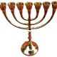Menorah Chandelier 7 branches Polished Brass