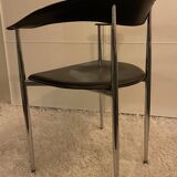 Set of 6 vintage arper chrome leather chairs